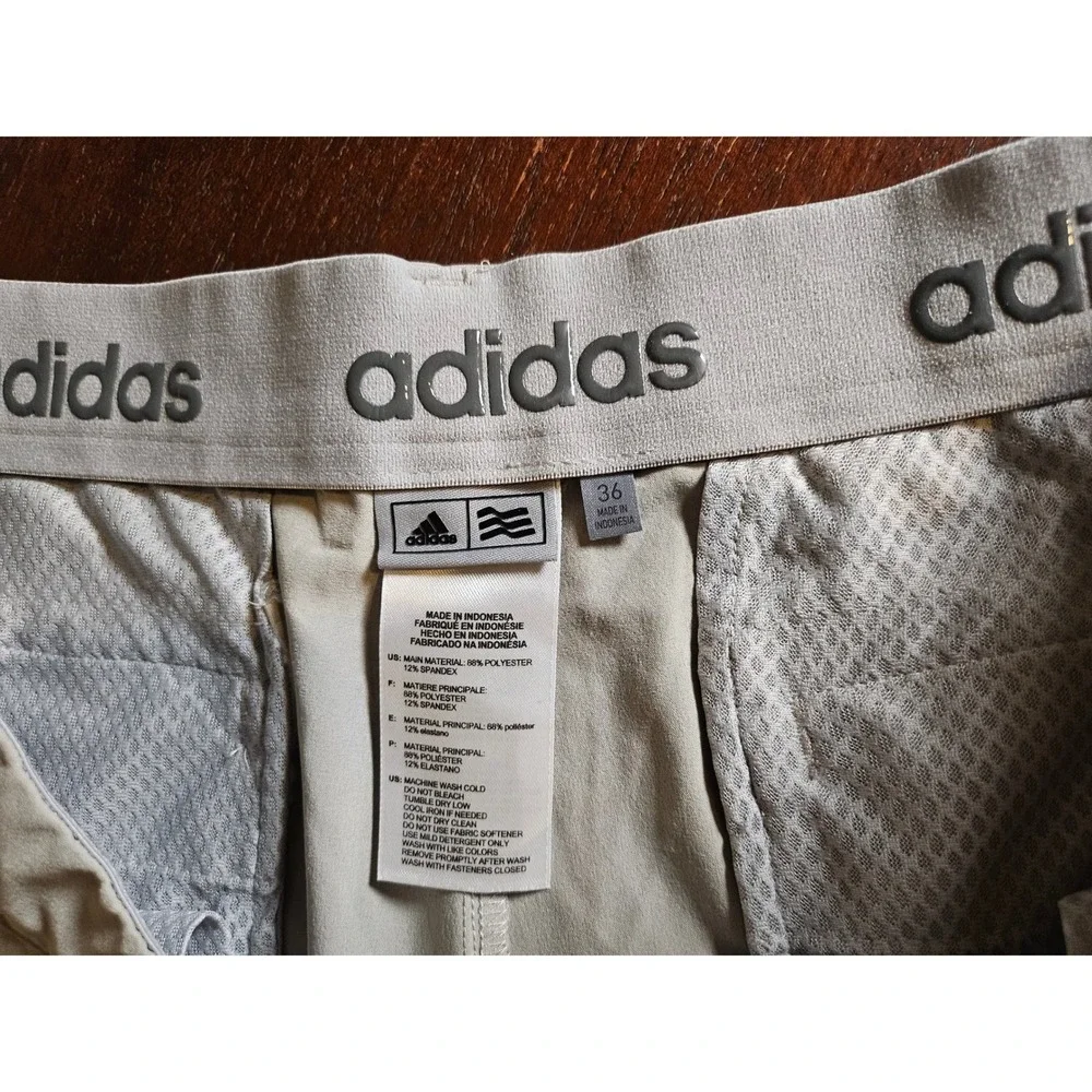 Adidas Golf Shorts Men 36 Tan Khaki Flat Front Stretch Performance